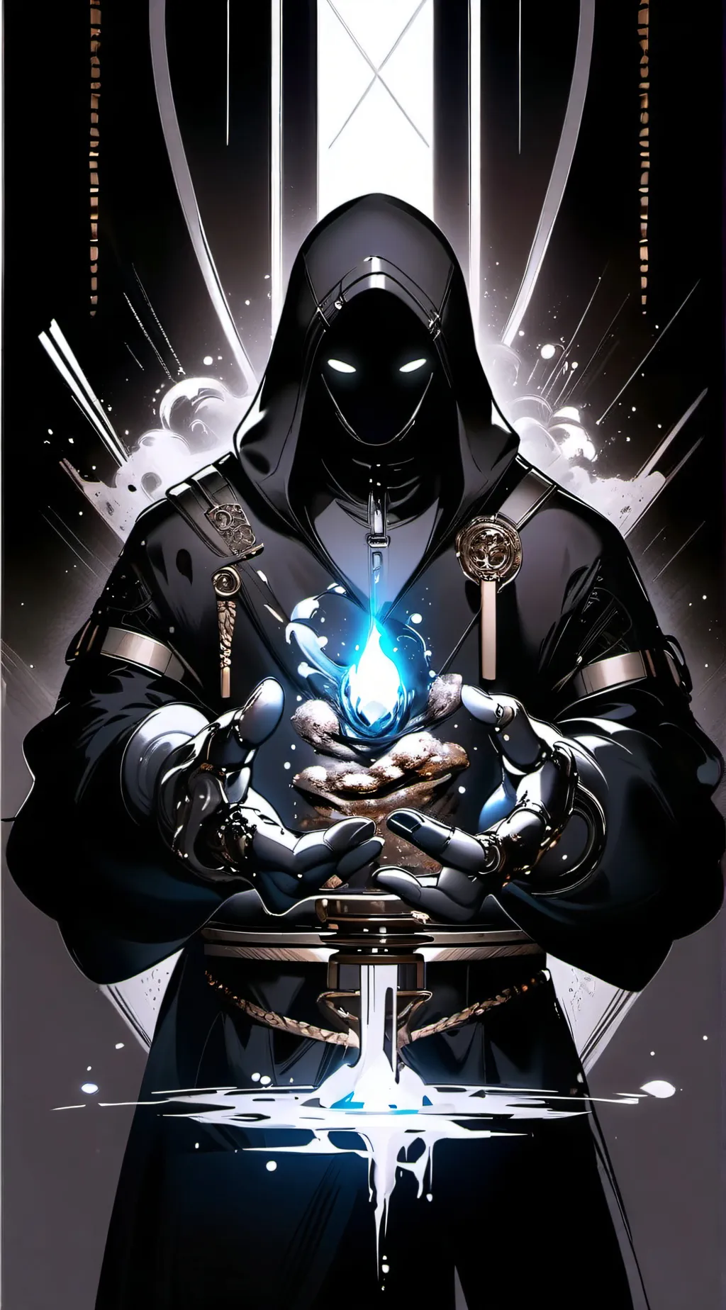 ai character: dark Elixier golem background