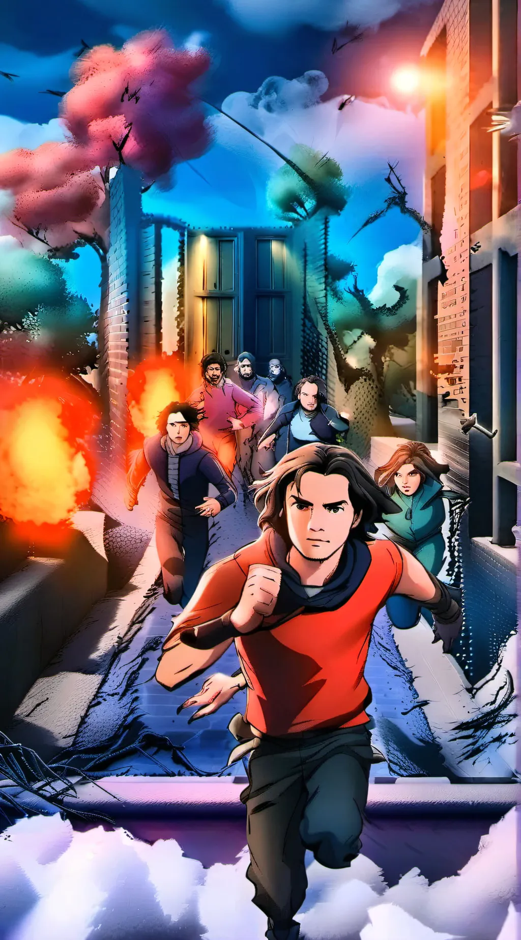 ai character: Nancy Robin Steve  background