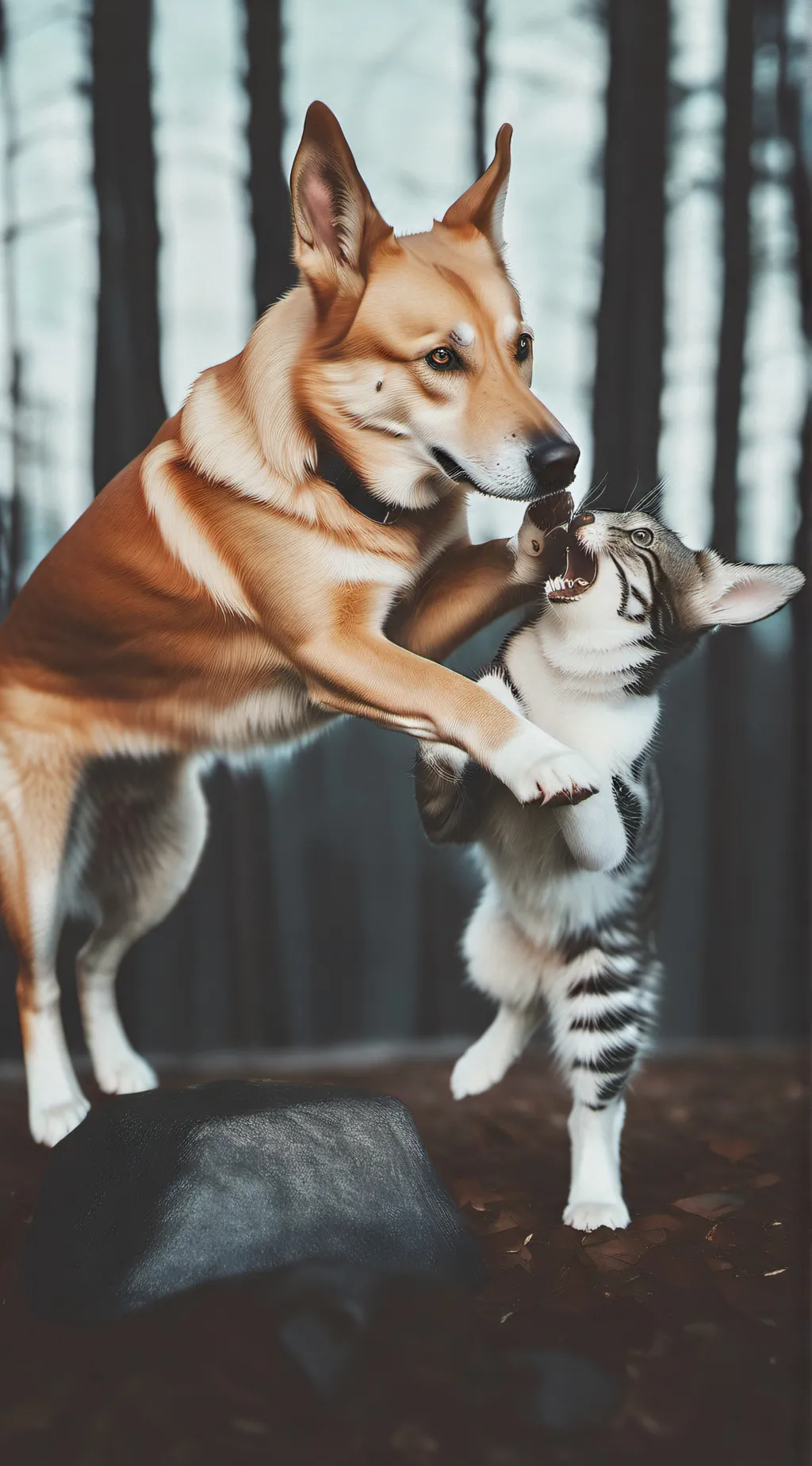 ai character: dog and cat  background