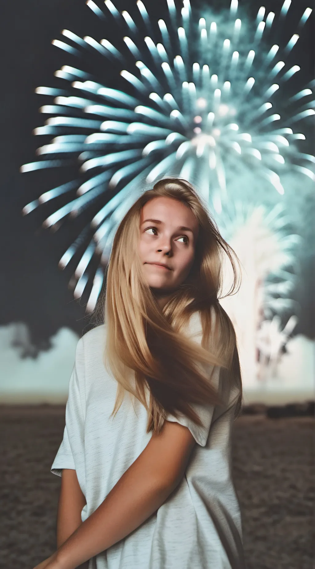 ai character: -fireworks- background