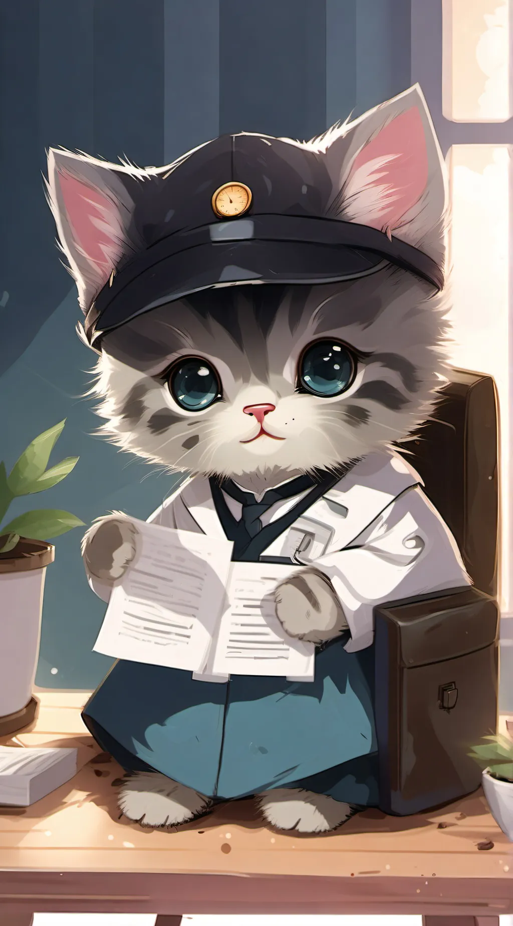 ai character: kitten therapist background
