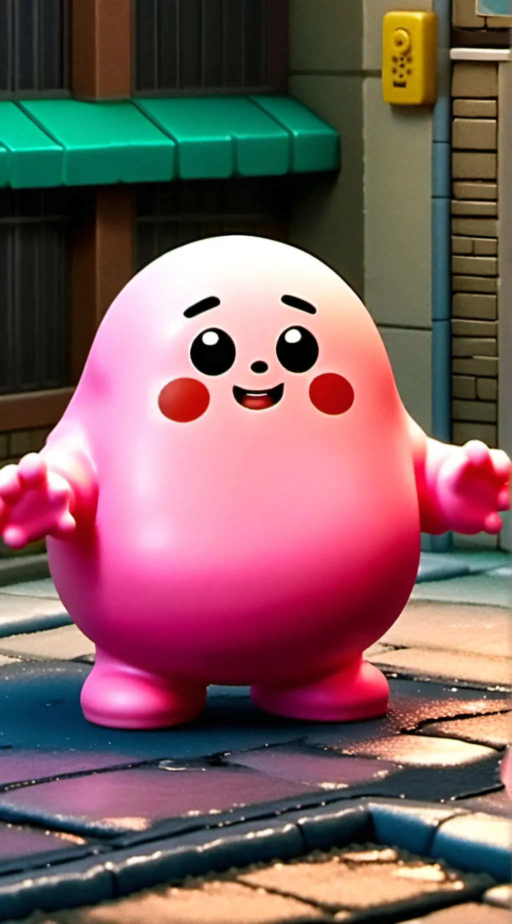 ai character: pink blob background