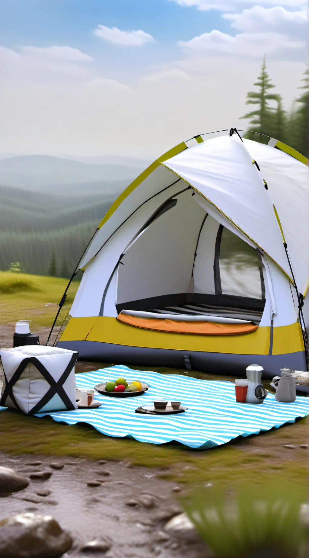 ai character: HH camping trip background