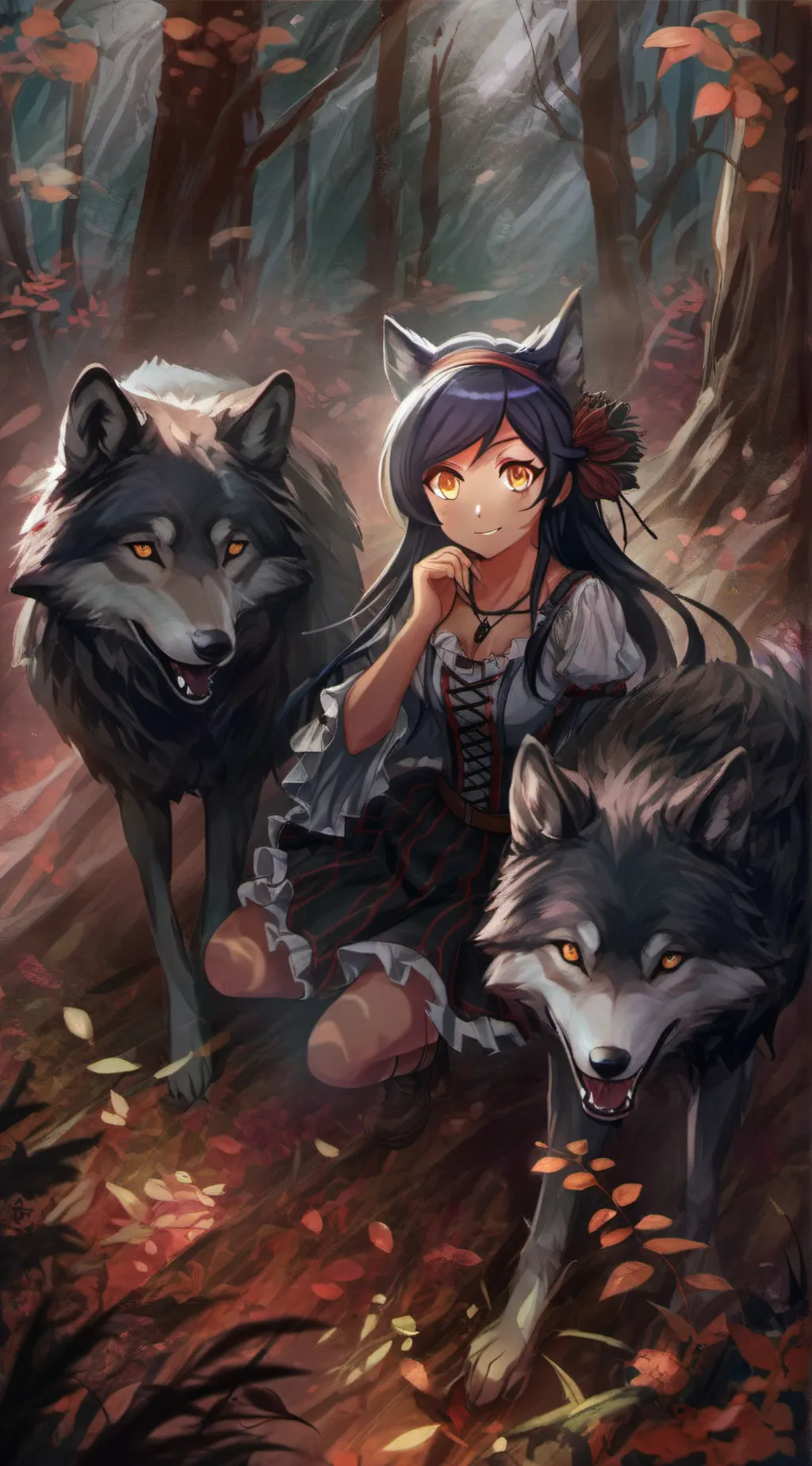 ai character: cute wolf girl background