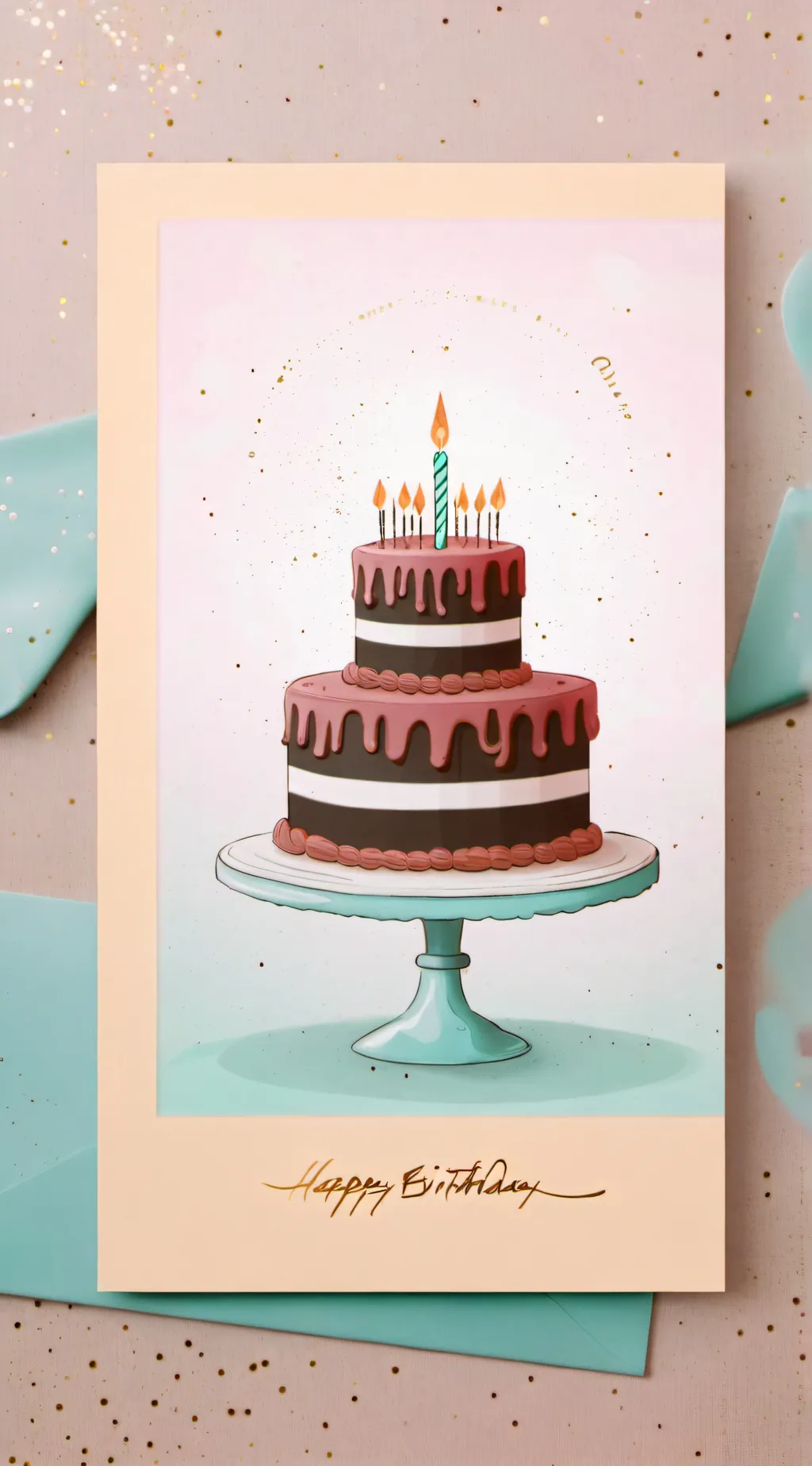 ai character: Birthday card background