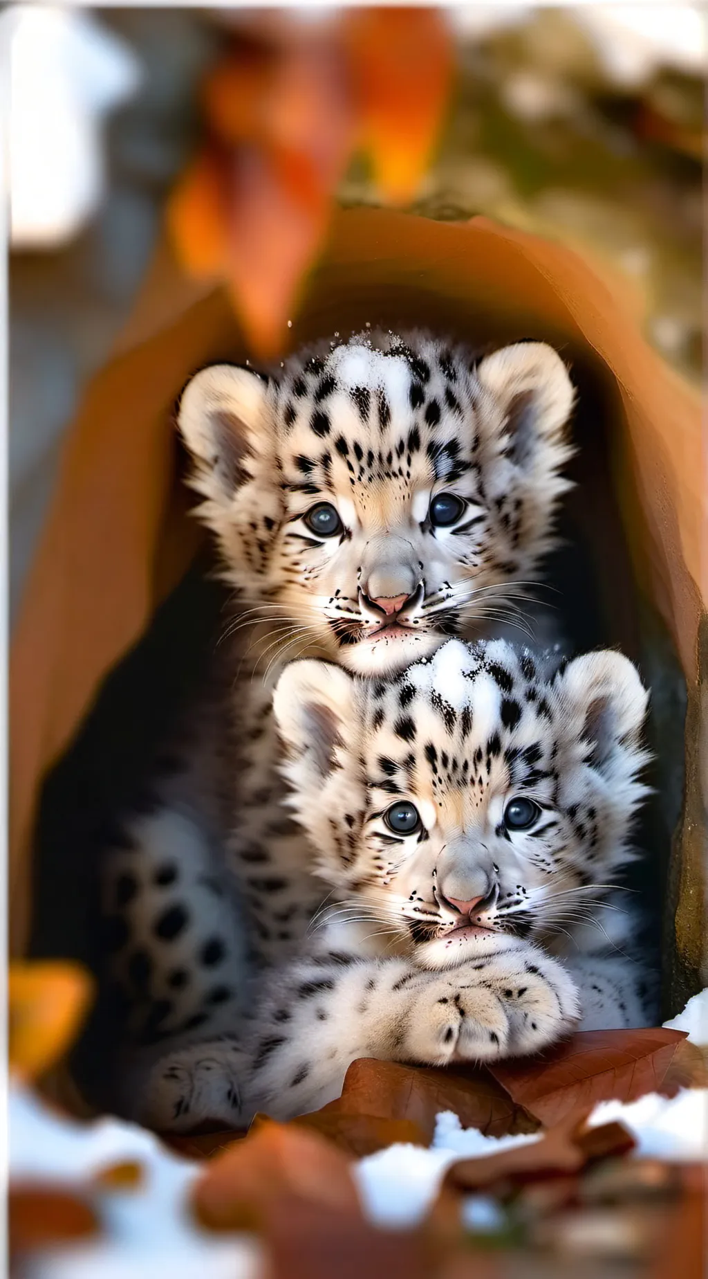 ai character: Snow leopard cubs background