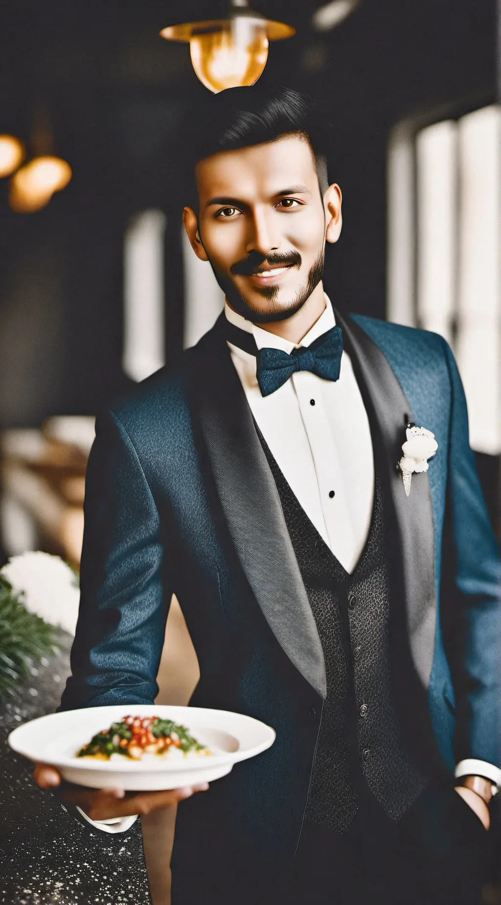 ai character: waiter background