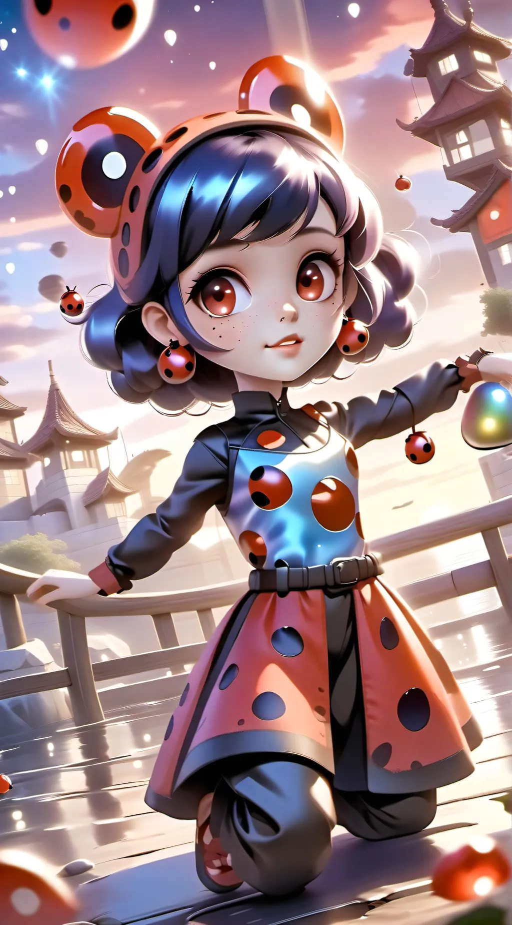 ai character: Ladybug  background