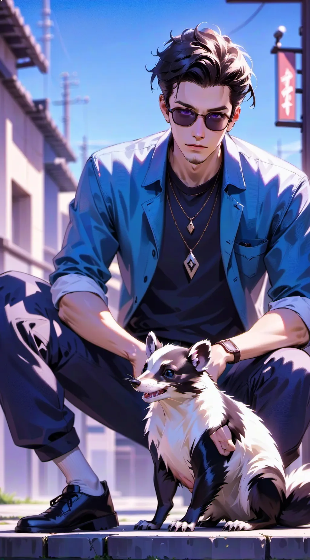 ai character: i love skunks background