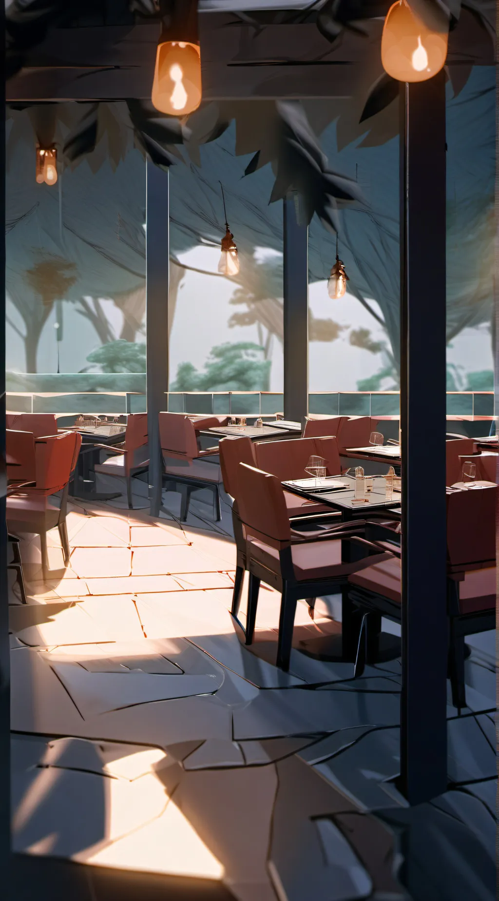 ai character: restaurant  background