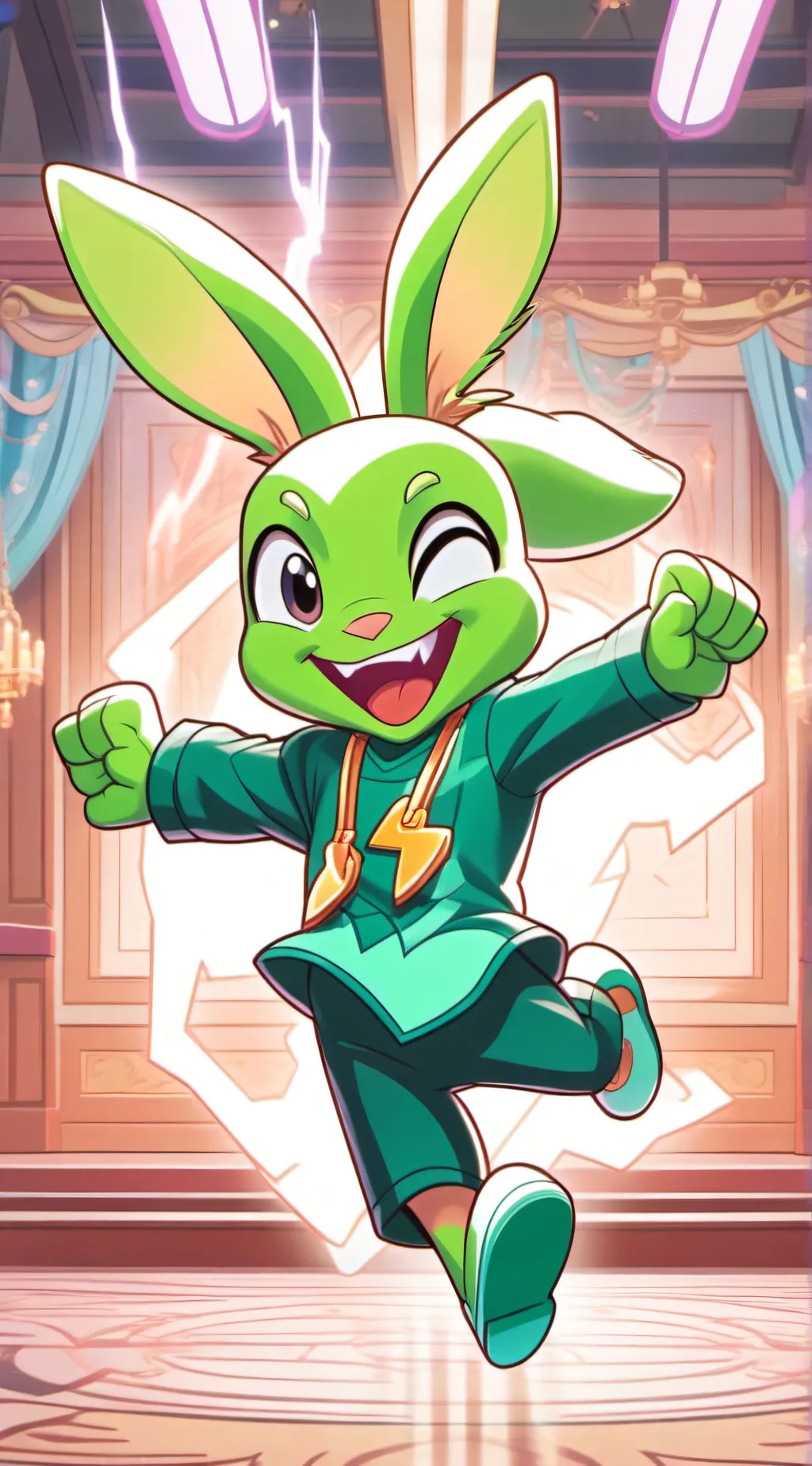 ai character: hoppy hopscotch background