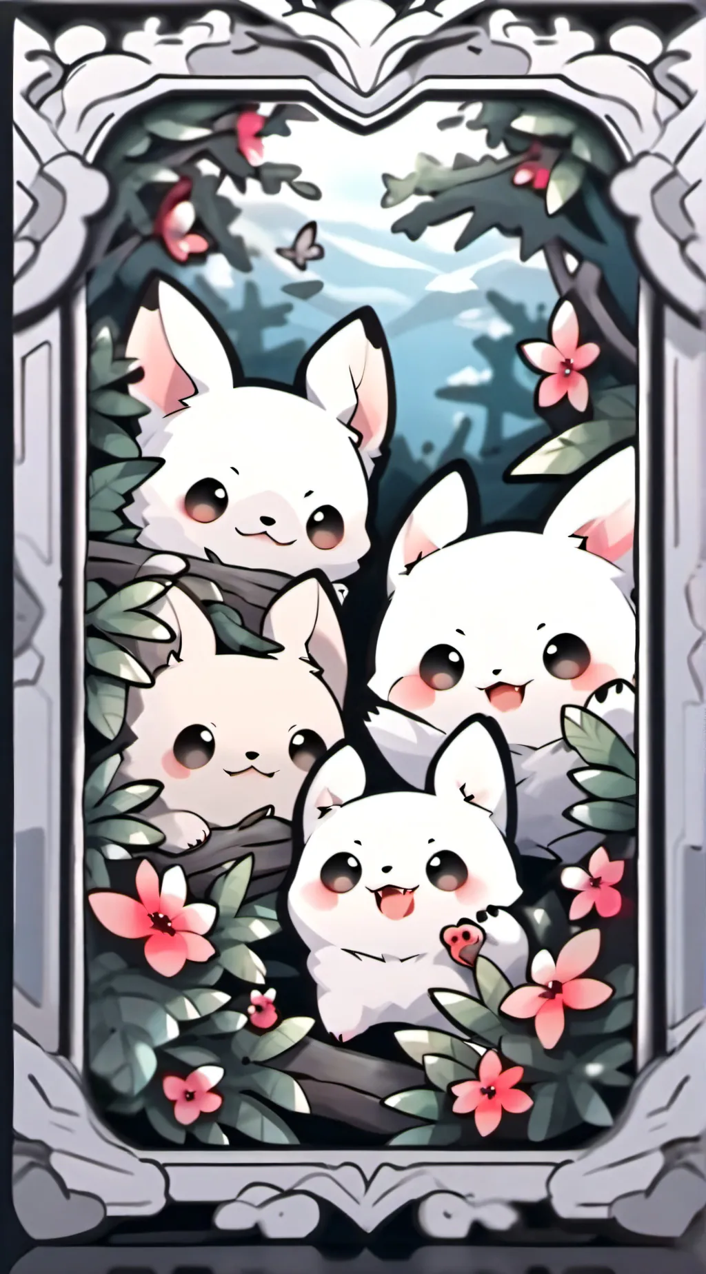 ai character: smiling critters background