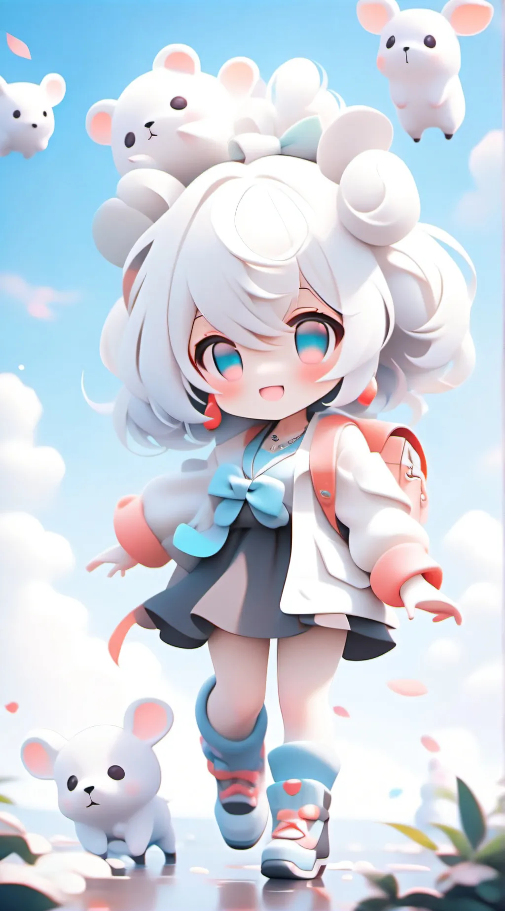 ai character: smiling critters background