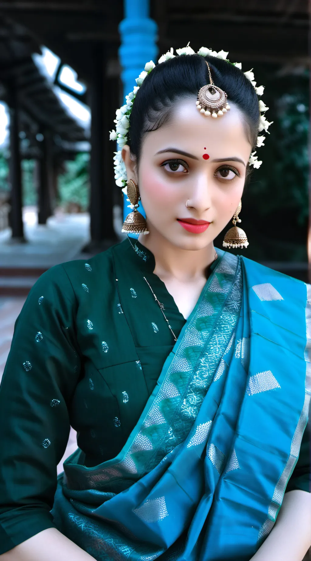 ai character: Anika at wedding background