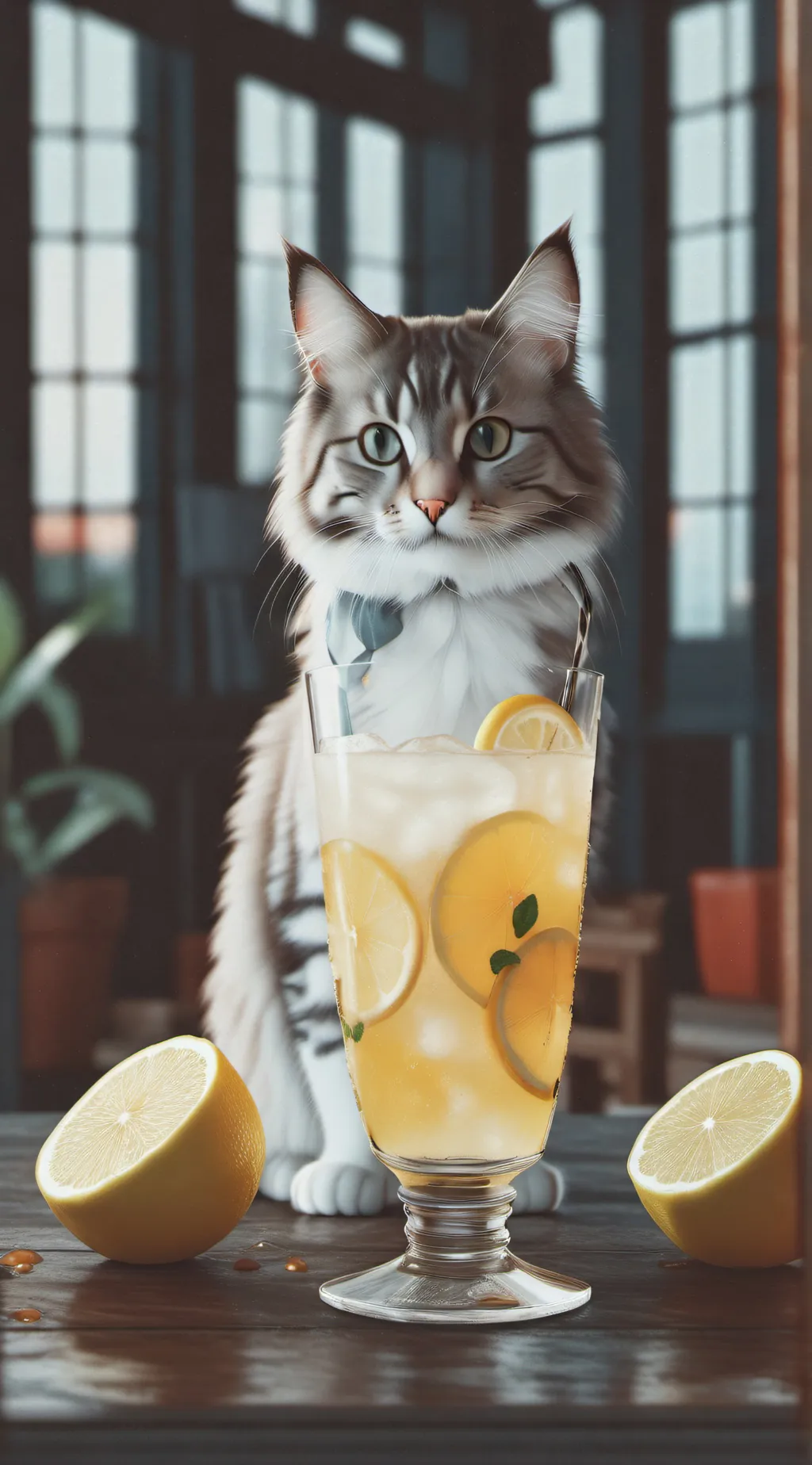 ai character: lemonade cat background