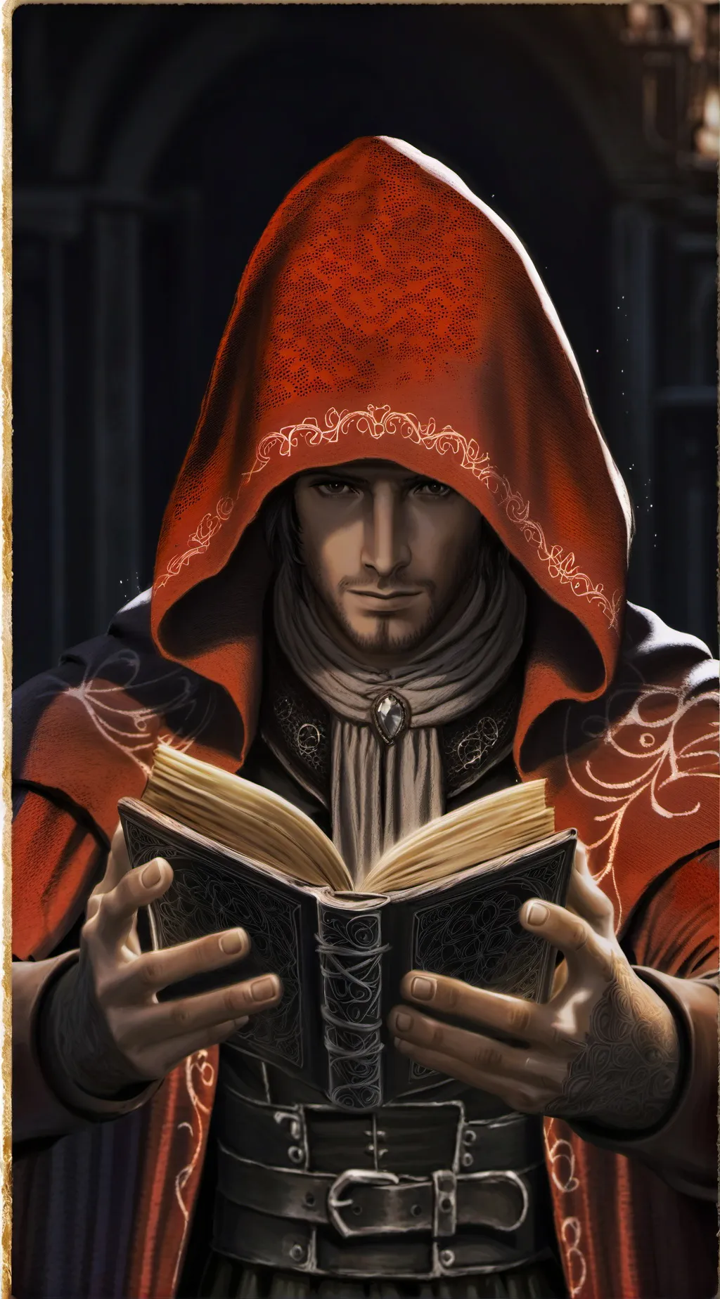 ai character: crimson background