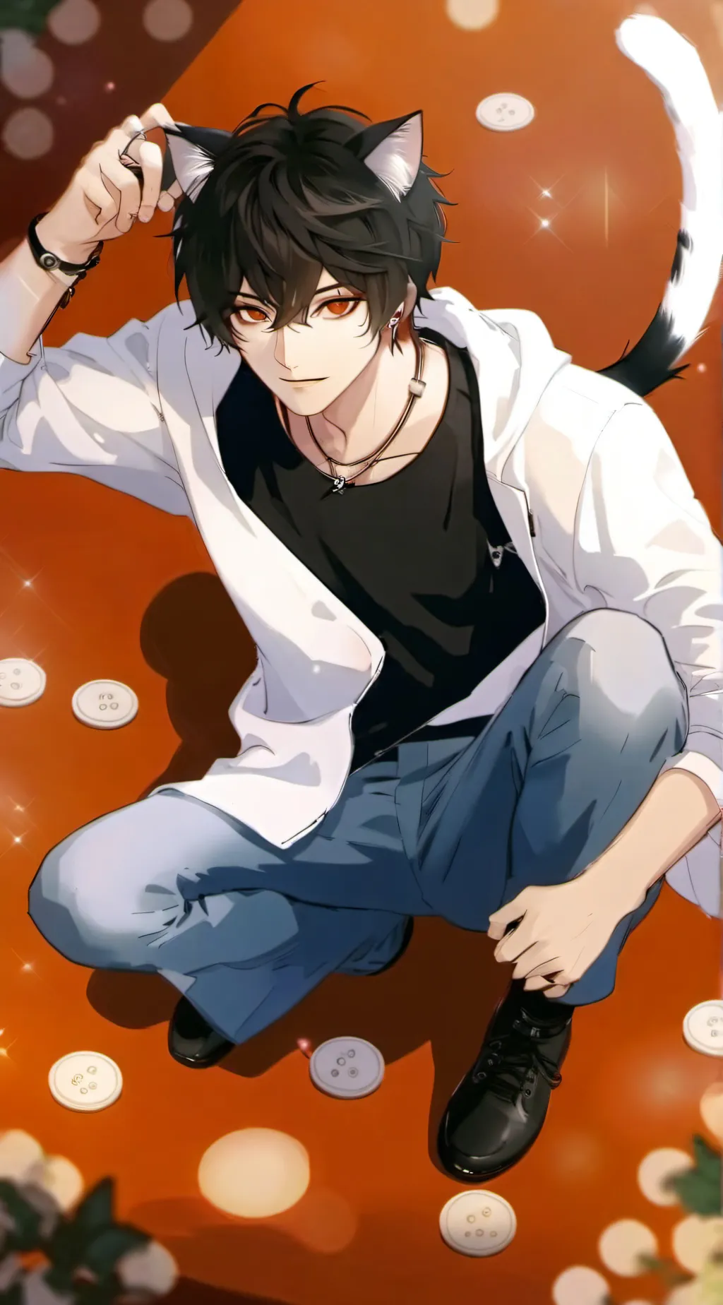 ai character: cat litter boy background