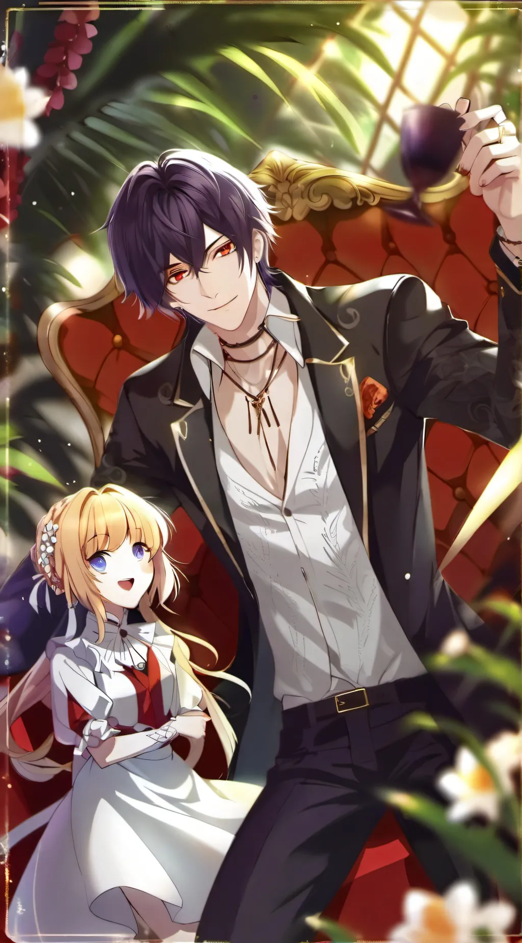 ai character: Lucifer x alastor  background