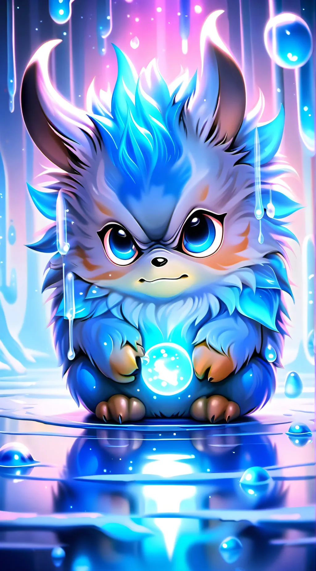 ai character:  frowning Critters background