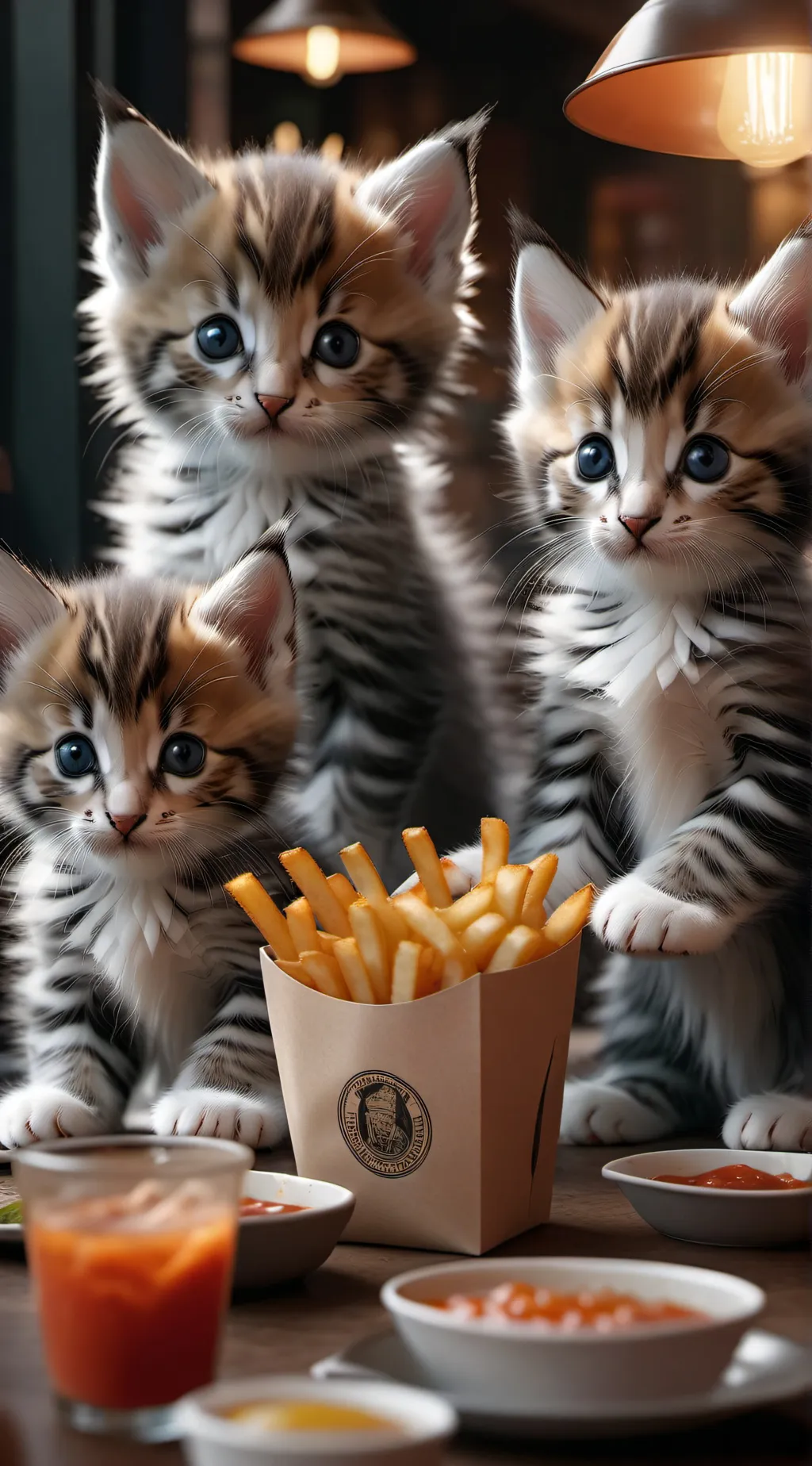 ai character: hungry kittens background