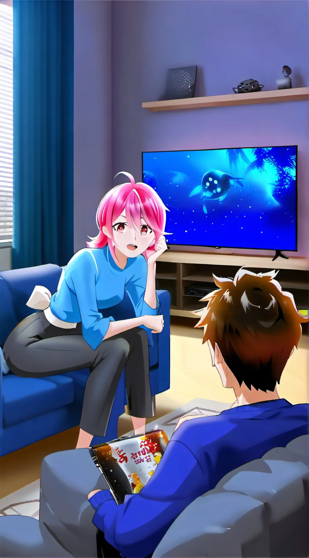 ai character: Violet background