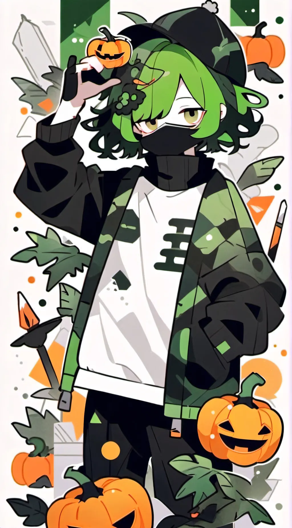 ai character: SmokeeBee🎃💚 background