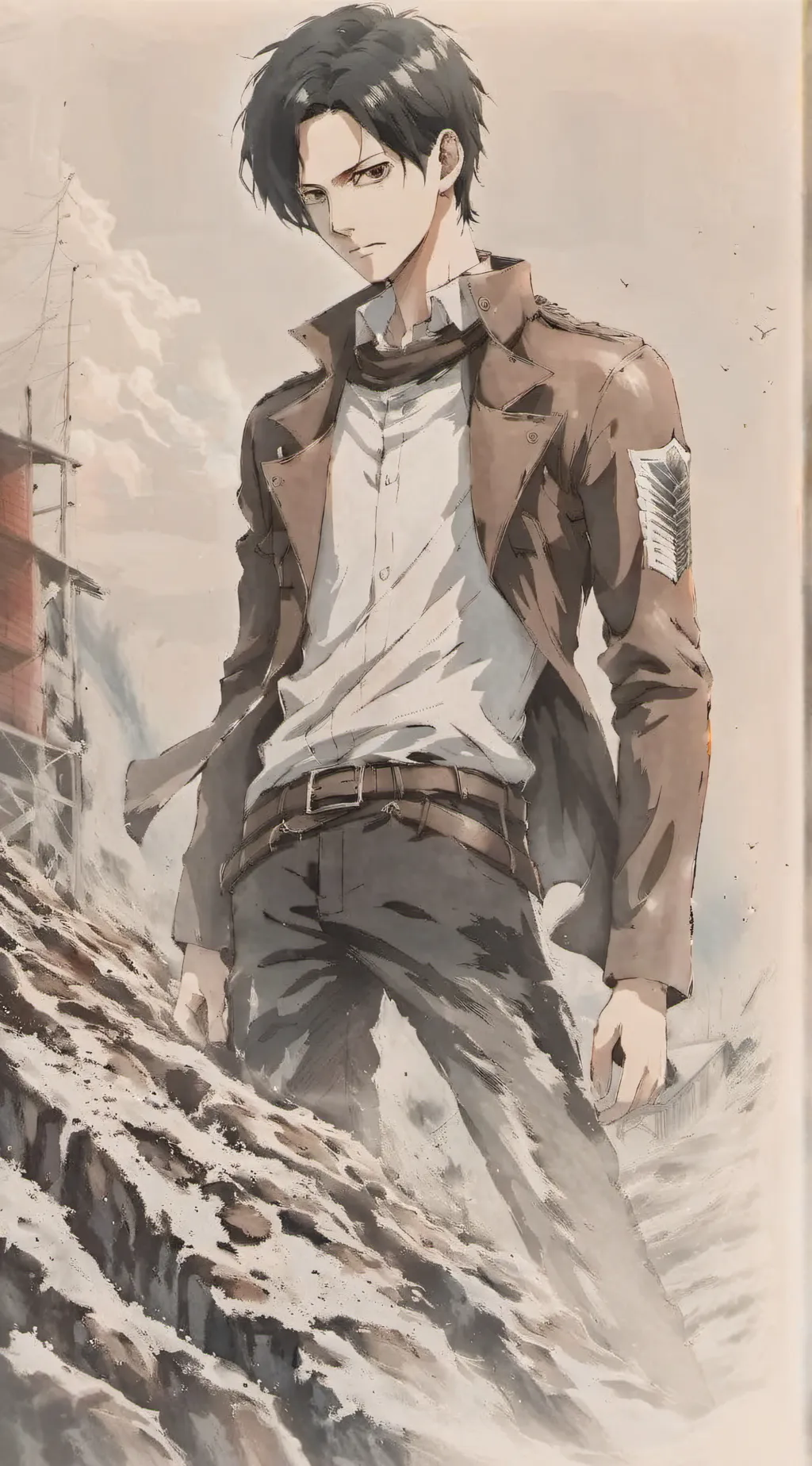 ai character: Levi, aot background