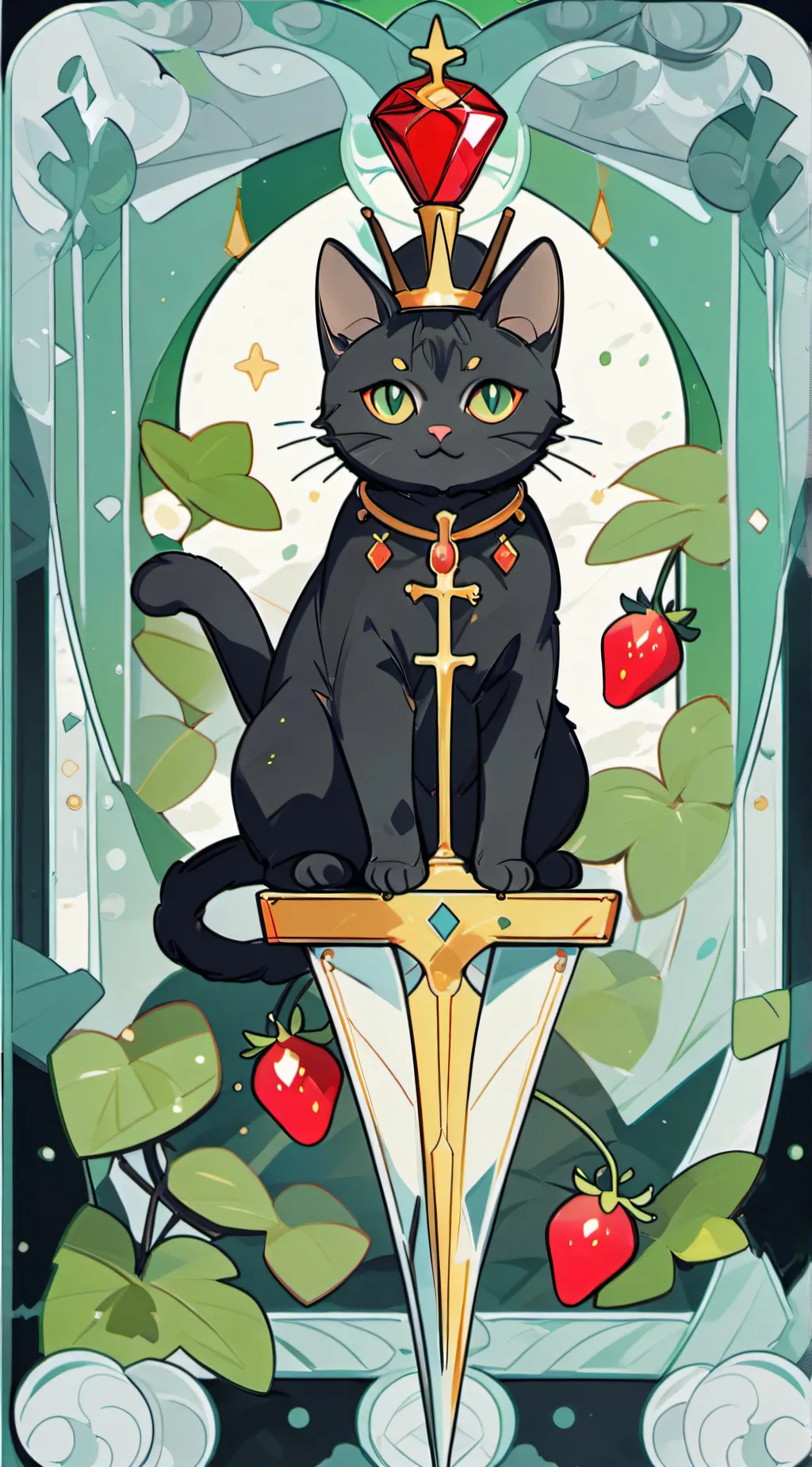 ai character: strawberry cat background