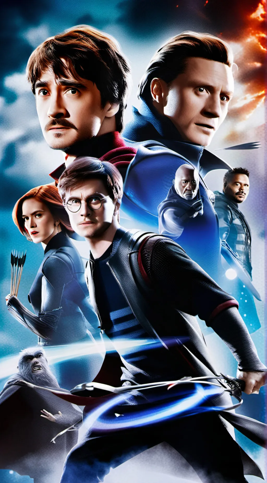 ai character: HPand avenger swap background