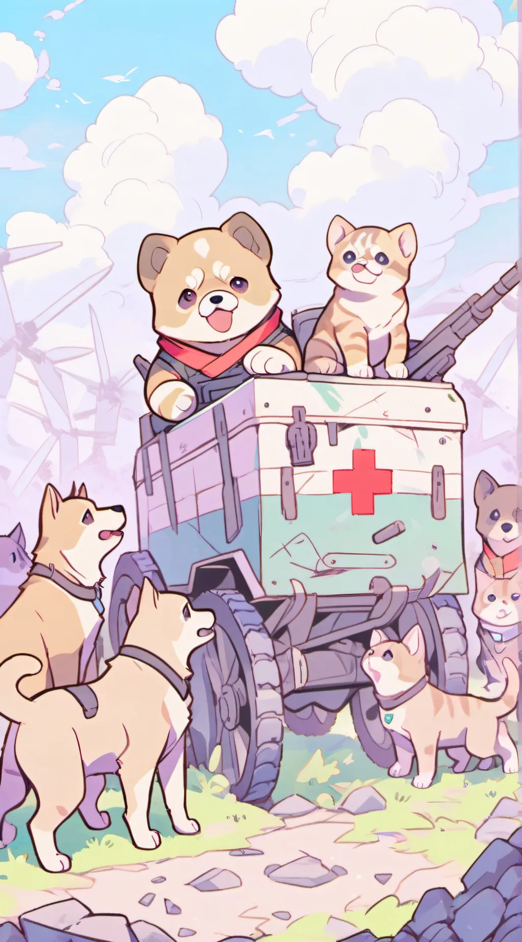 ai character: Dog wat background