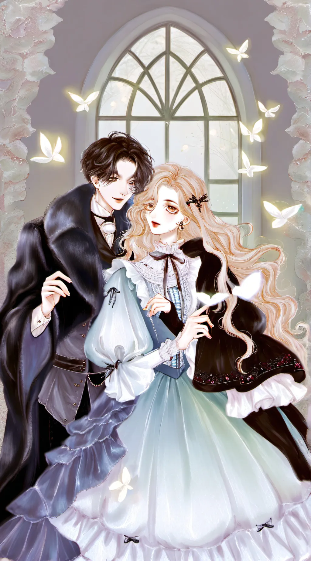 ai character: William and Clara  background