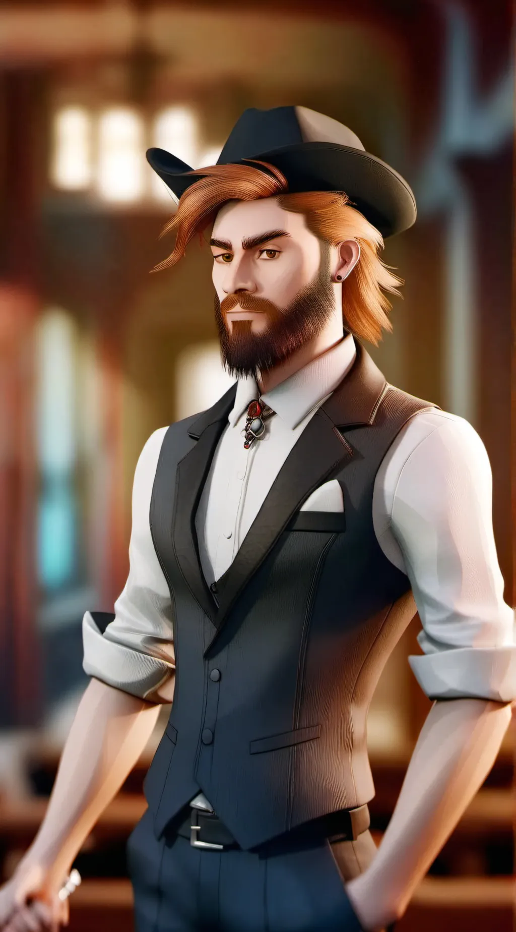 ai character: ranger../ hazbin.. background