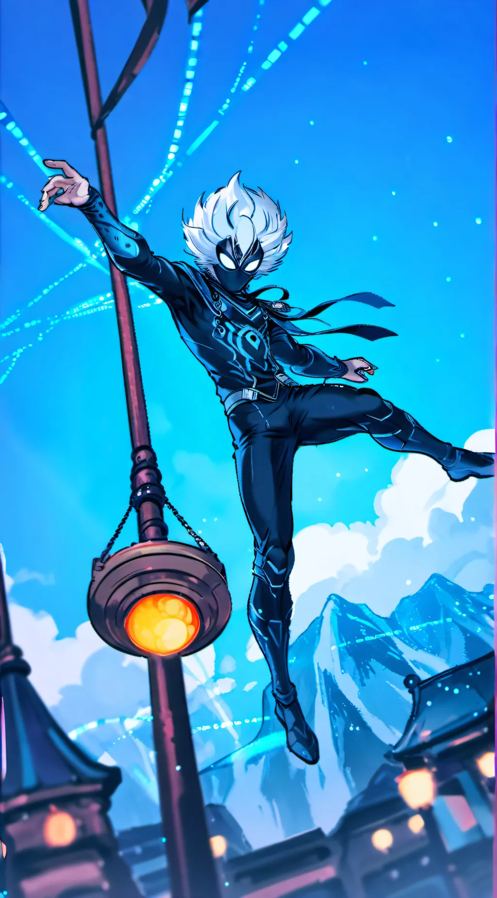 ai character: blue gangle background