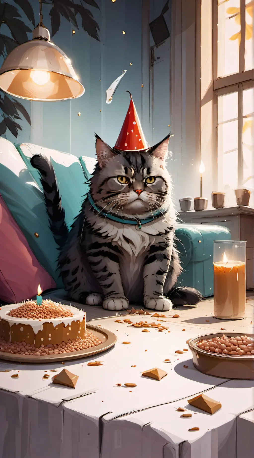 ai character: Lonely cat background