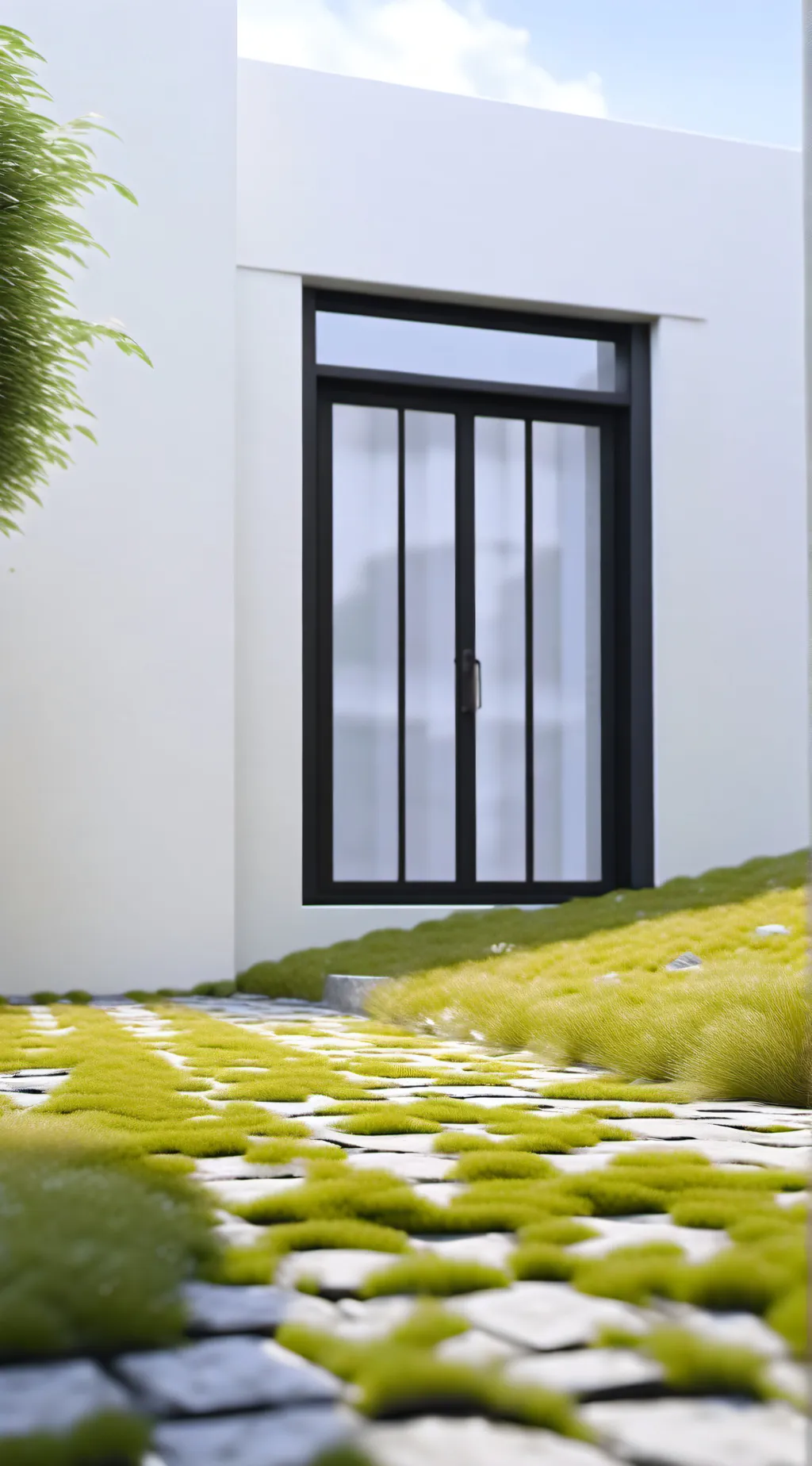 ai character: touch some garss background