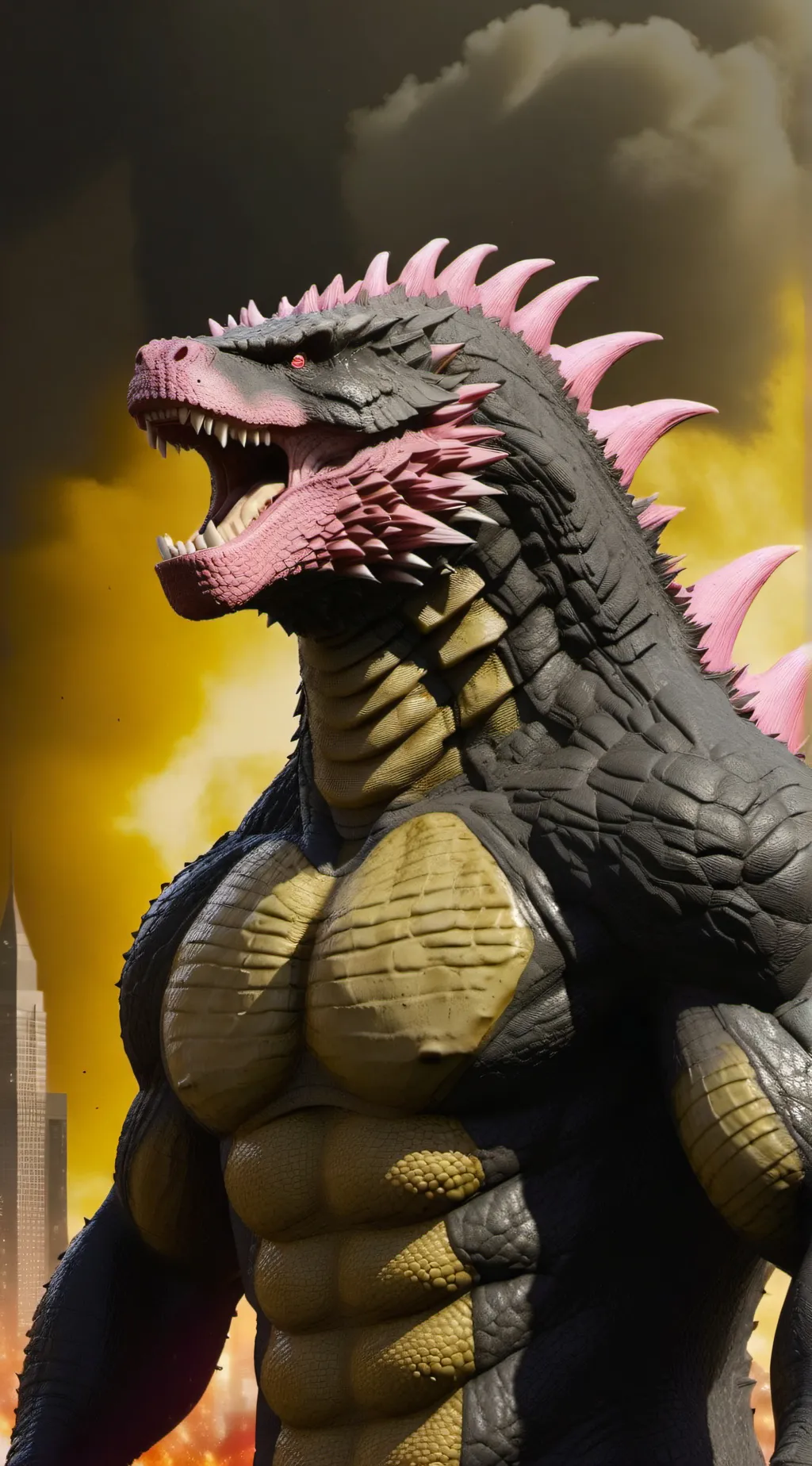 ai character: Current Godzilla  background