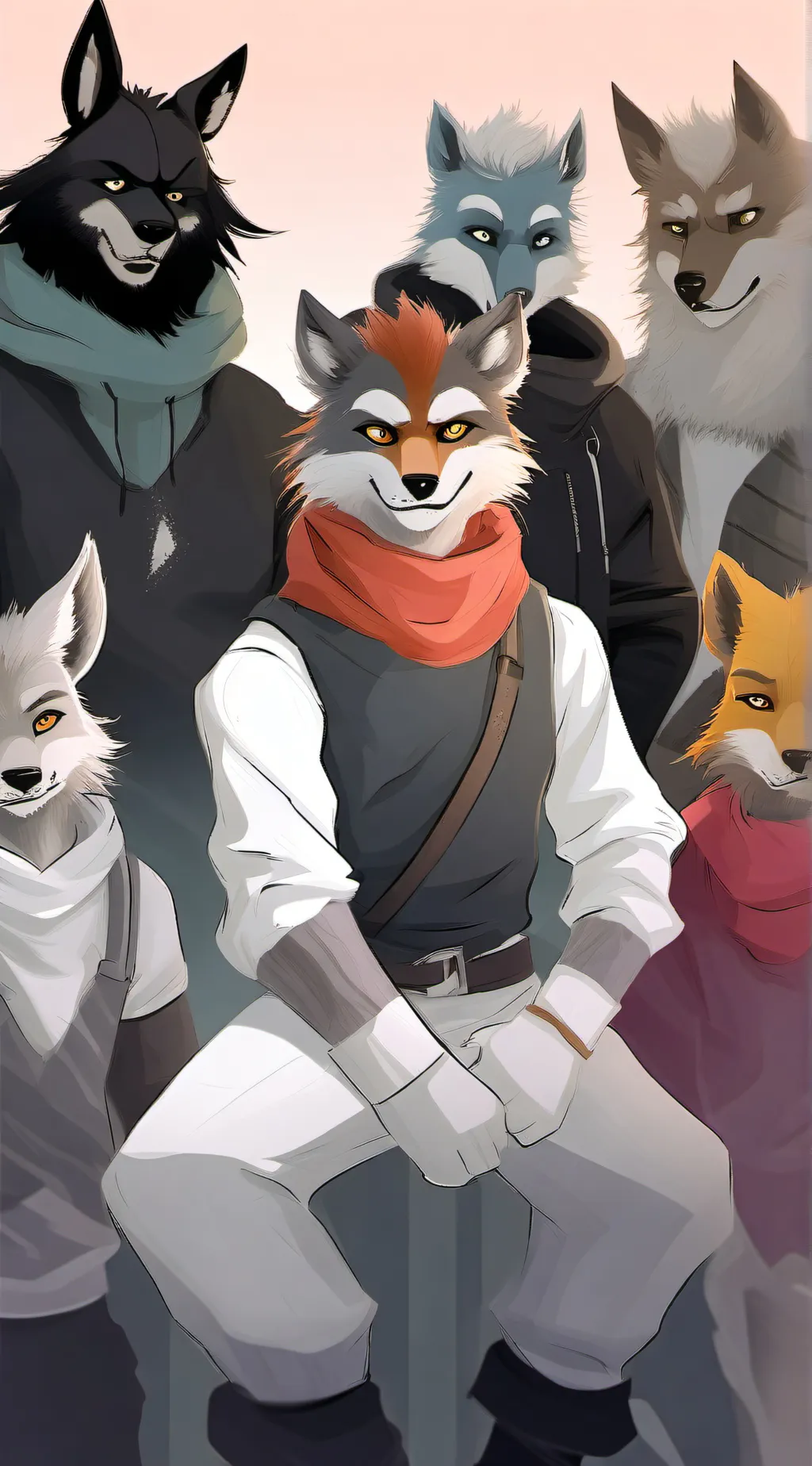 ai character: a group of furries background