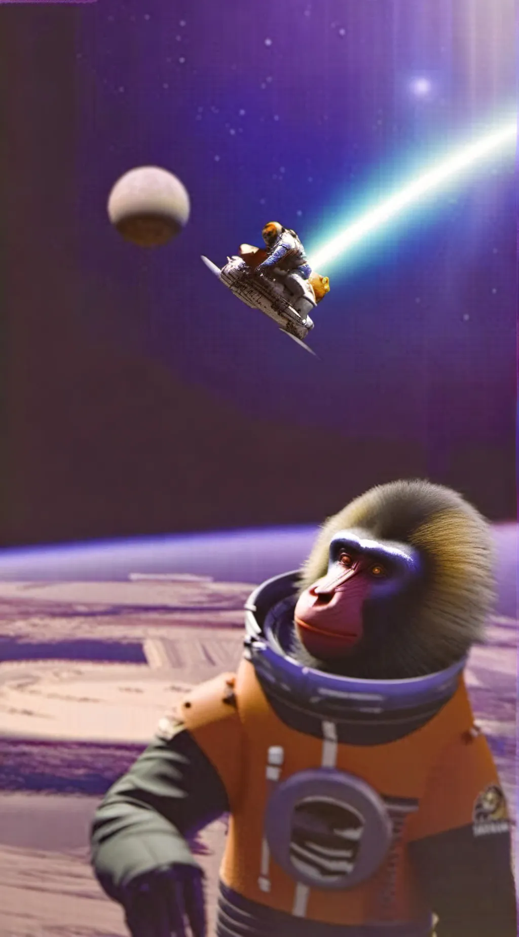 ai character: Moon baboon background