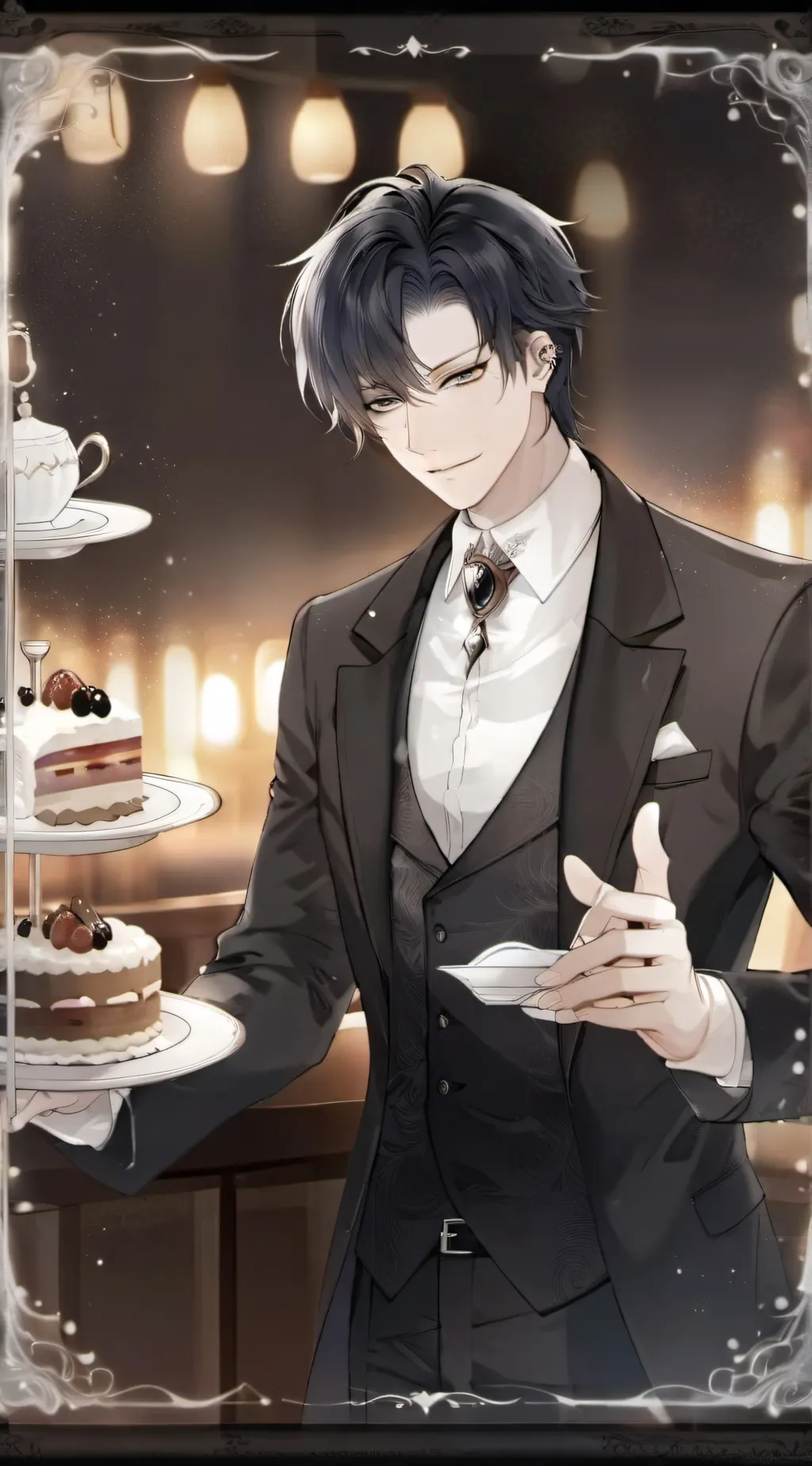 ai character: 🖤🤍Jax (waiter) 🤍🖤 background