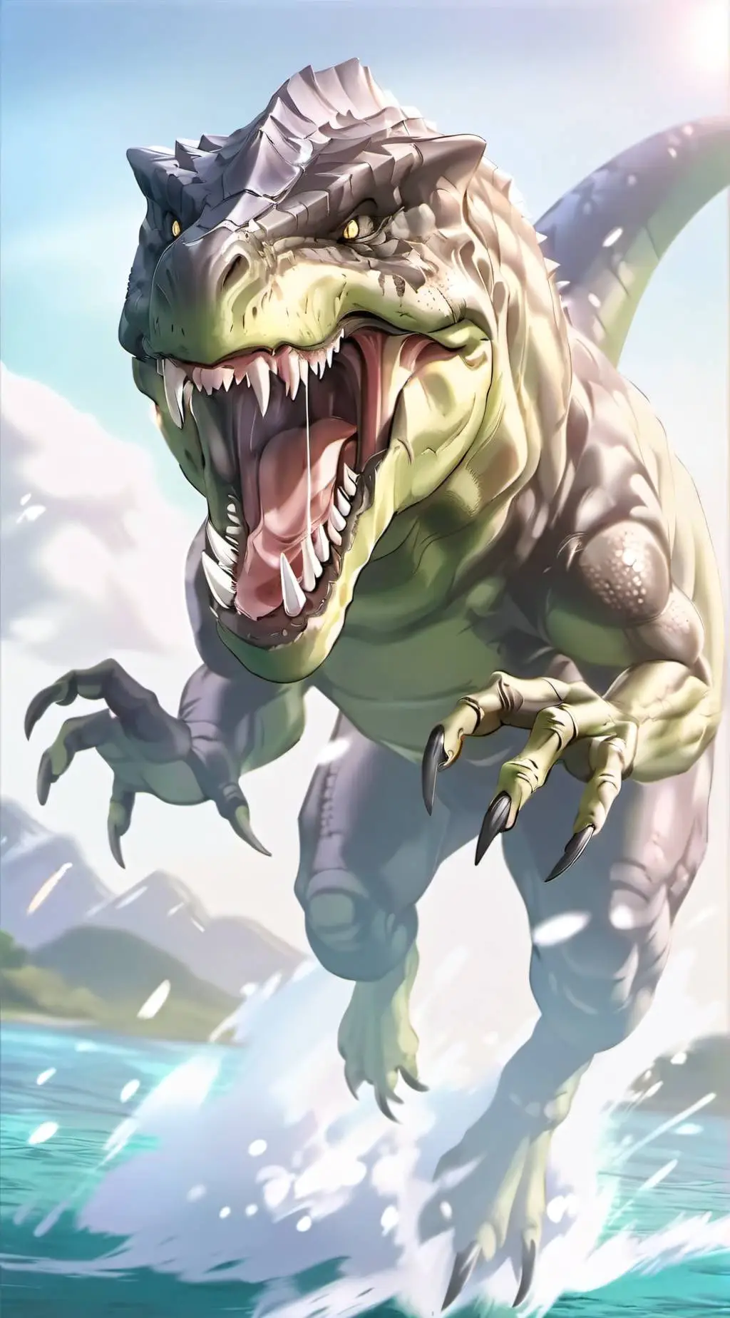 ai character: kny Jurassic world background