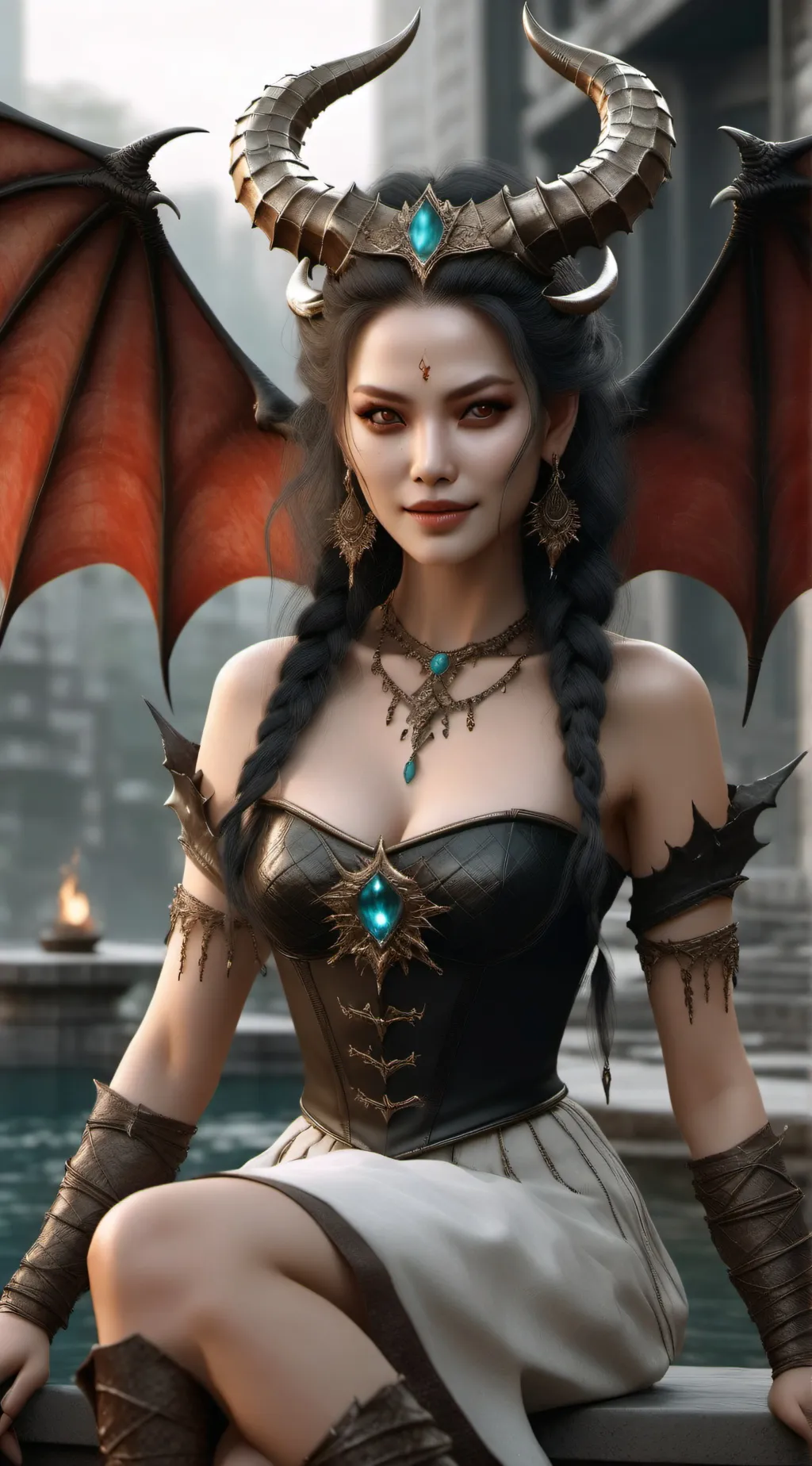 ai character: Demon queen  background