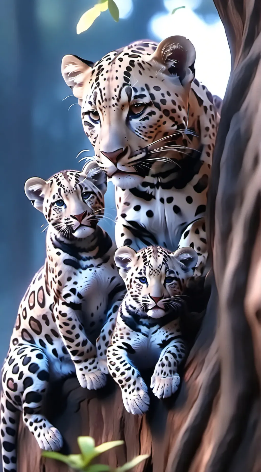 ai character: leopard/babies  background