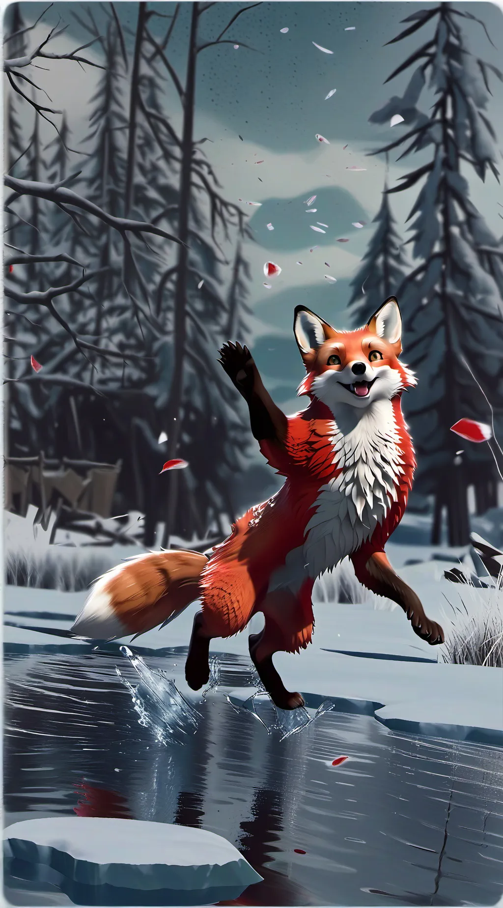 ai character: Red fox :3 background