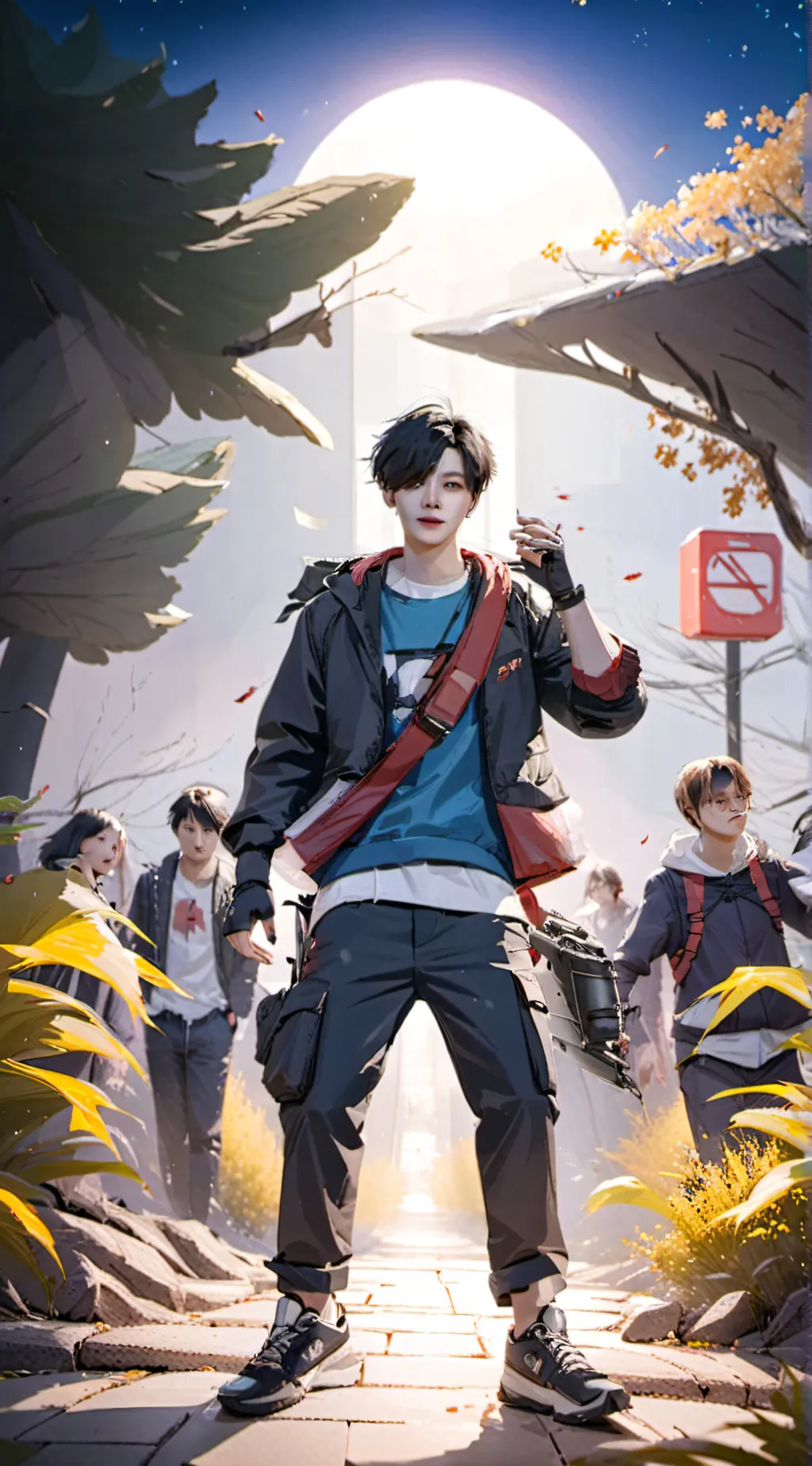 ai character: Skz zomb  apocalyp background