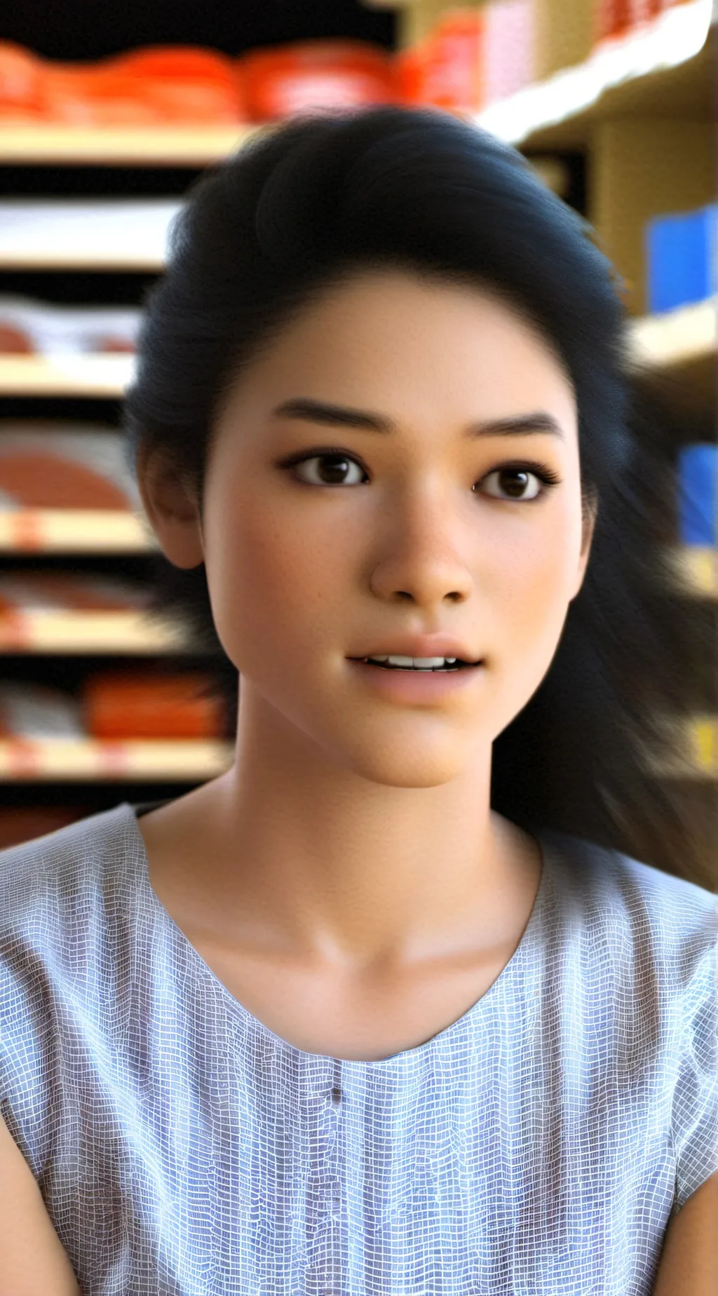 ai character: Karen.   background