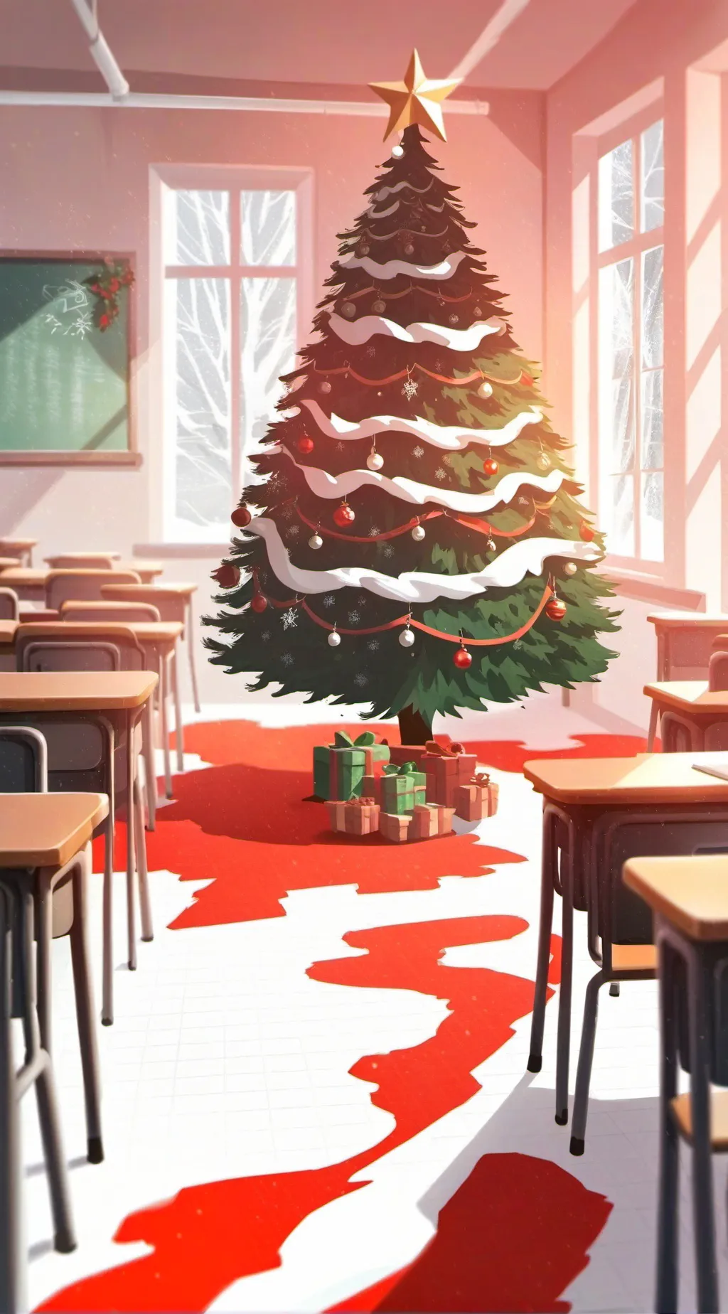 ai character: Christmas baldi's  background