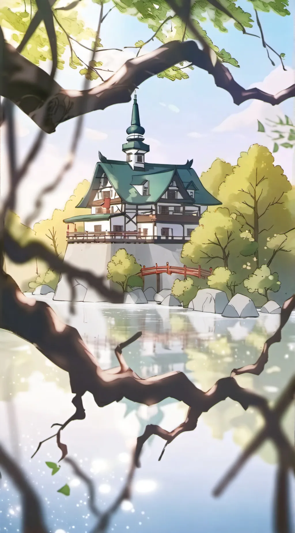 ai character: GermanChinese haus background