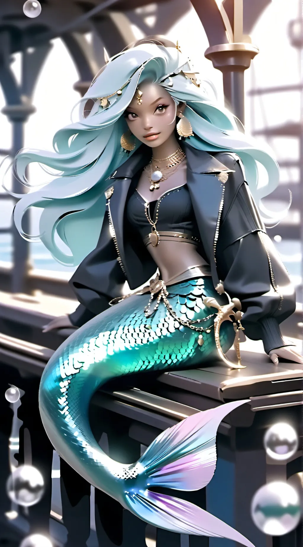 ai character: hh mermaid  background