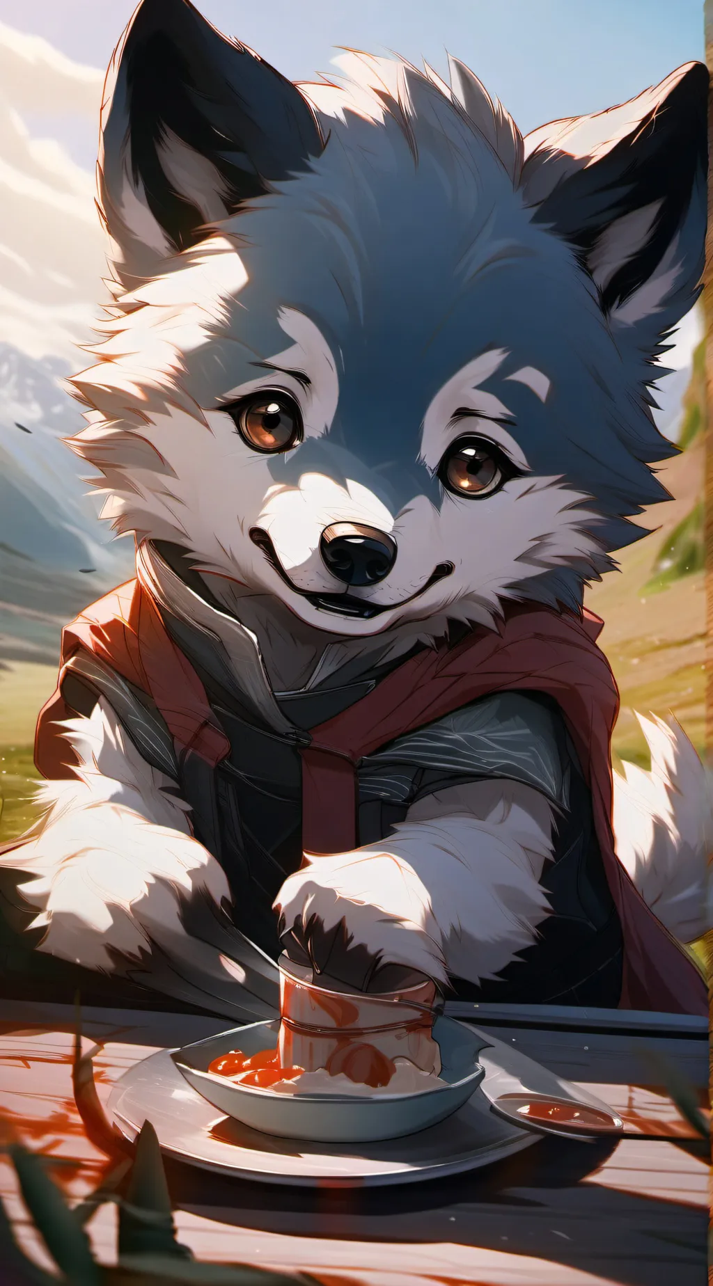 ai character: baby wolf background