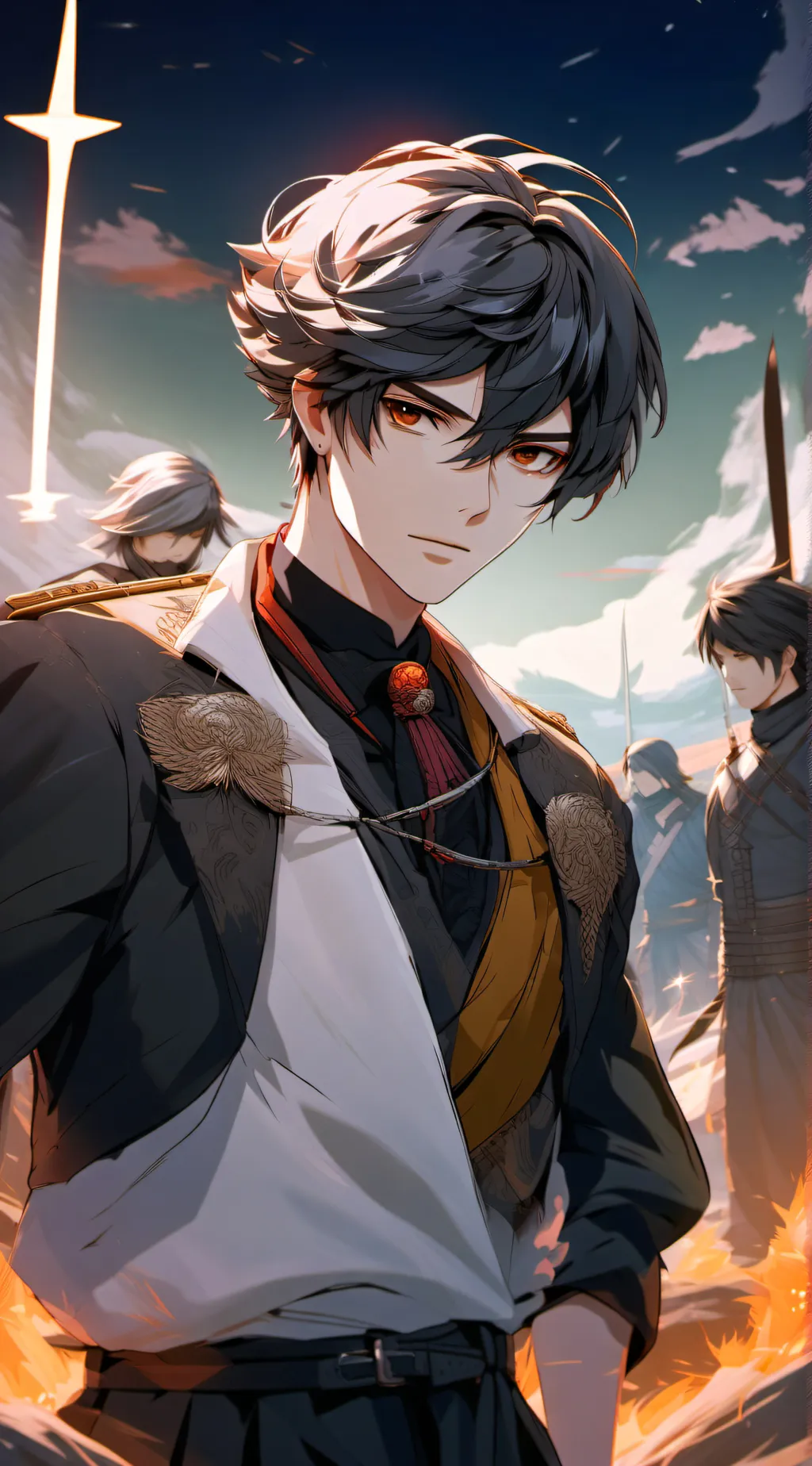 ai character: Flame background